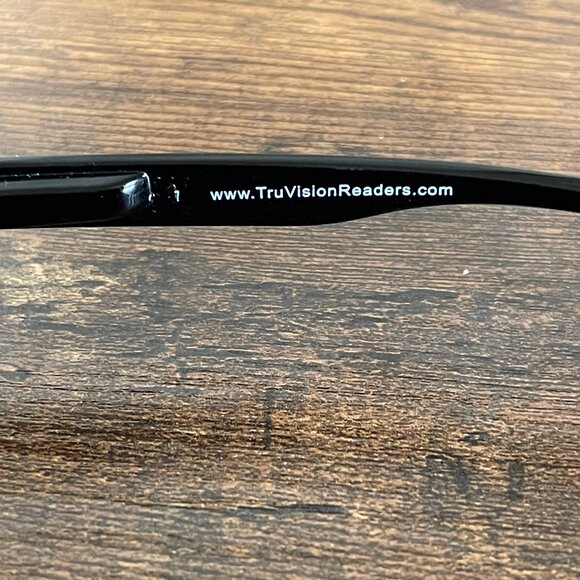 TruVision Readers Black Rectangular Plastic Eyeglass Frames Only Unisex Lightwgt - Picture 3 of 7